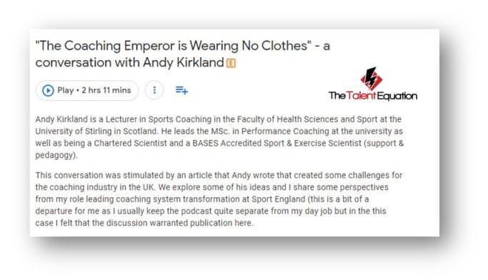 The Coaching Emperor is Wearing No Clothes" - a conversation with Andy Kirkland
