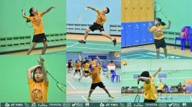 Badminton beginner overhead